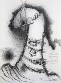 A. S. Rind, Sassi - III, 30 x 41 Inch, Charcoal on Paper, Figurative Painting, AC-ASR-495